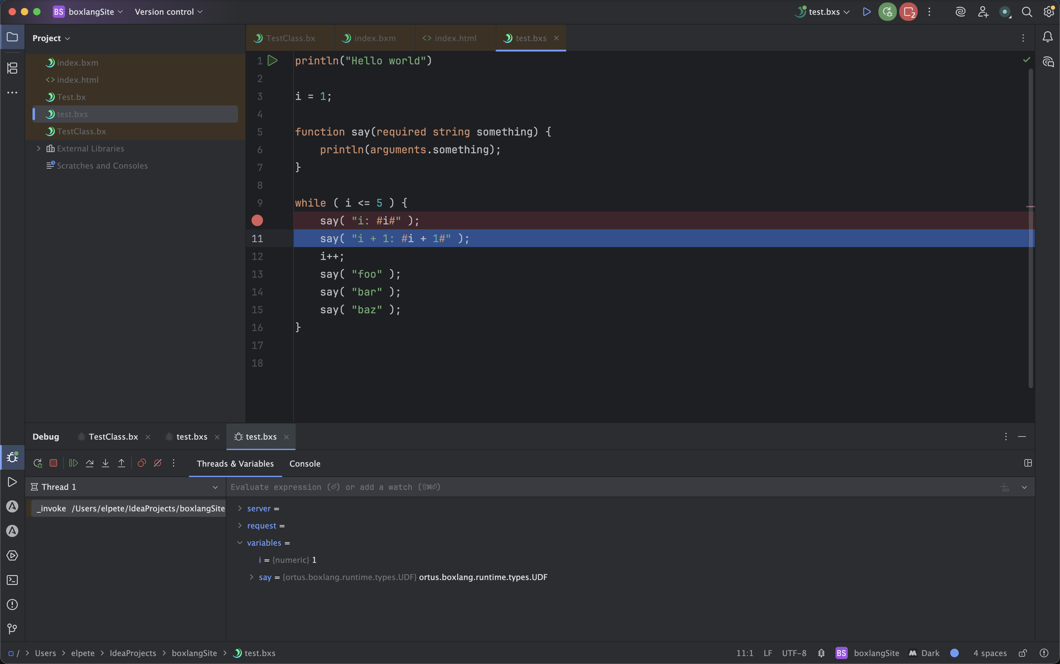 BoxLang Debugger in action