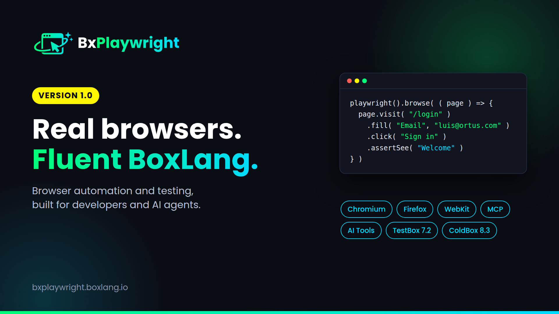 BxPlaywright 1.0: Real Browsers, Fluent BoxLang, Built for AI Agents